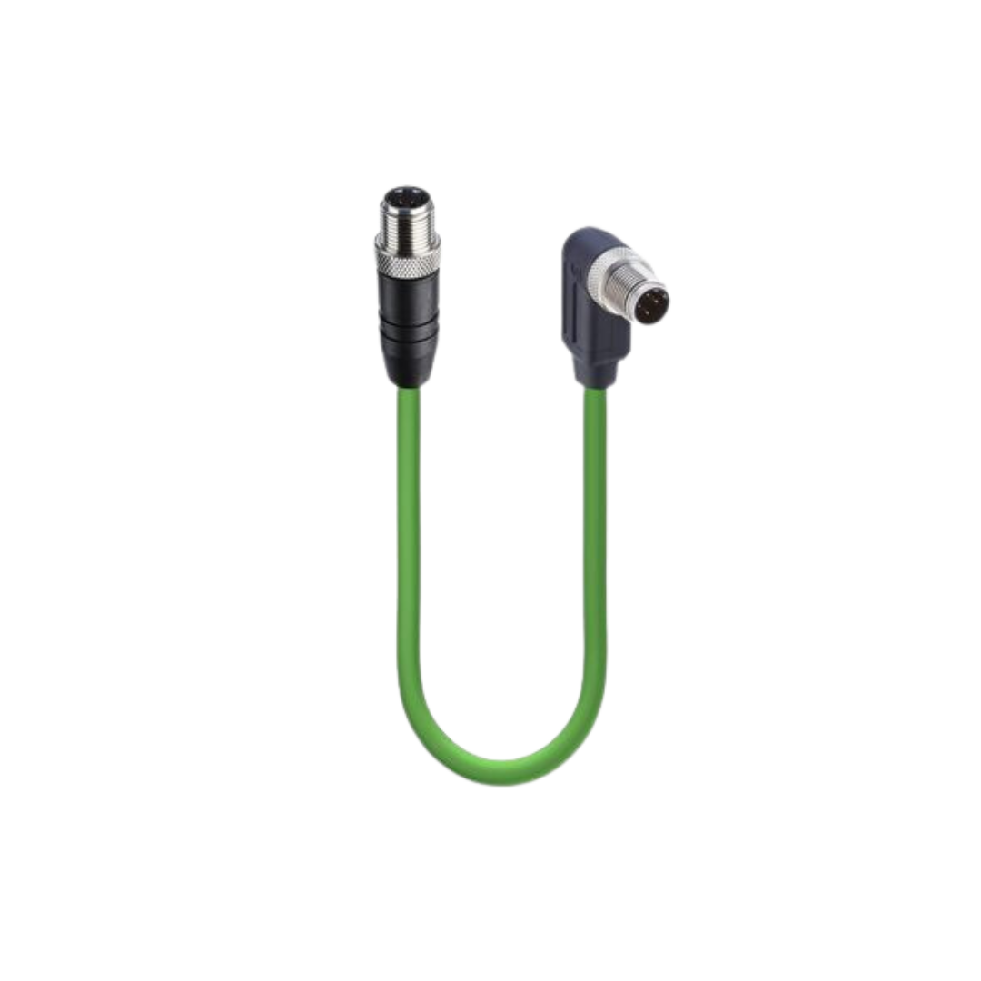 M12 - D-Coded Fast ethernet CAT5E Double-ended cordset male- male right angled